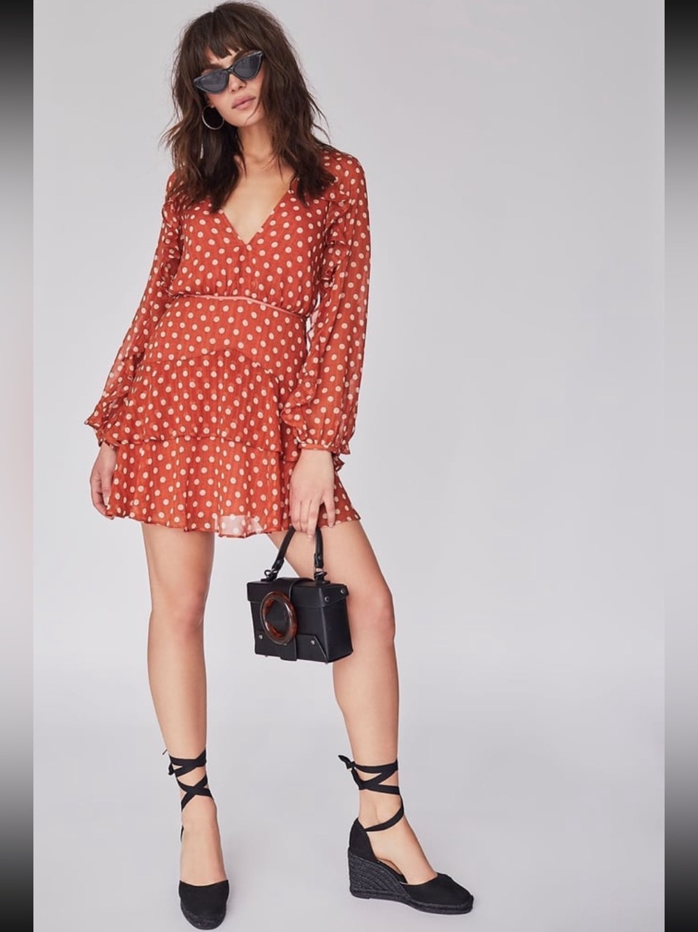 La Maison Talulah Love Token Mini Dress Rust Orange Polka Dot NWT Free People M